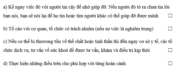 Hãy nêu cách thức tự bảo vệ trong tình huống cụ thể
