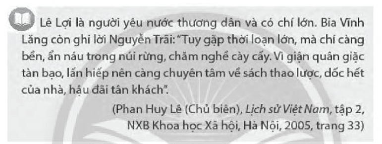 Từ thông tin trong bài kết hợp với tư liệu dưới đây, hãy hoàn thành thẻ nhớ về Lê Lợi