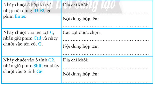 Thực hiện thao tác ở cột bên trái và ghi kết quả vào chỗ chấm ở cột bên phải