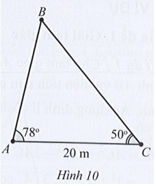 Một cây cao bị nghiêng so với mặt đất một góc 78°. Từ vị trí C cách gốc cây 20m