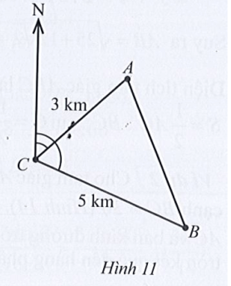 Tàu A cách cảng C một khoảng 3km và lệch hướng bắc 1 góc 47,45°