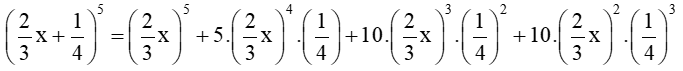 Xác định hệ số của x^3 trong khai triển biểu thức (2/3x+1/4)^5