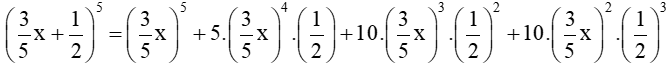 Cho (3/5x+1/2)^5 = (a0)x + (a1)x + (a2)x^2 + (a3)x^3 + (a4)x^4 + (a5)x^5. Tính