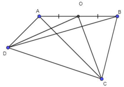 Cho tứ giác ABCD, O là trung điểm của AB. Chứng minh: vectơ OC + vectơ OD = vectơ AC + vectơ BD