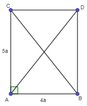 Cho tam giác ABC vuông tại A, AB = 4a, AC = 5a. Tính a) | vectơ AB - vectơ AC |