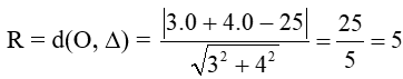 Cho đường thẳng ∆: 3x + 4y – 25 = 0. Gọi (C) là đường tròn tâm O