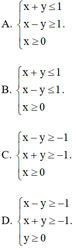 Miền nghiệm của hệ bất phương trình nào dưới đây là miền tam giác ABC