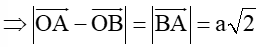 Cho tam giác OAB vuông cân, với OA = OB = a