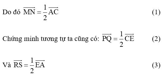 Cho lục giác ABCDEF. Gọi M, N, P, Q, R, S theo thứ tự là trung điểm của các cạnh AB, BC, CD, DE, EF, FA