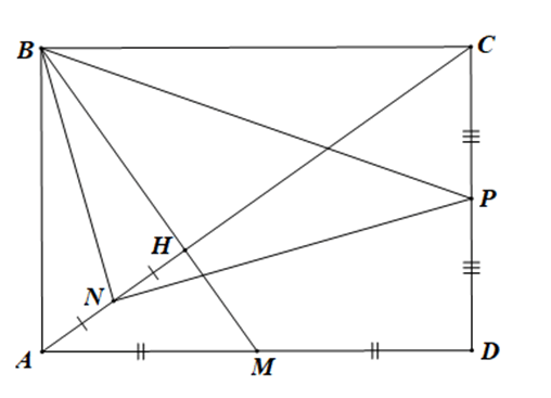 Cho hình chữ nhật ABCD có AB = 1