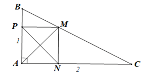 Cho tam giác ABC vuông tại A với AB = 1, AC = 2