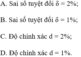 Biết độ ẩm không khí tại Hà Nội là 51% ± 2%