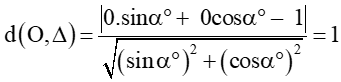 Cho đường thẳng Δ: x . sinα° + y . cosα° – 1 = 0, trong đó α là một số thực