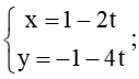 Đường thẳng qua A(1; –1) và B(–2; –4) có phương trình là