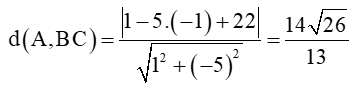 Cho tam giác ABC với A(1; –1), B(3; 5), C(–2; 4)