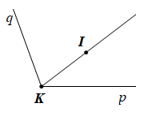 Cho góc pKq bằng 100° và một điểm I nằm trong góc đó (ảnh 3)