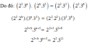 Biết hai số 2^3.3^a và 2^b.3^5 có ước chung lớn nhất là 2^2.3^5 và