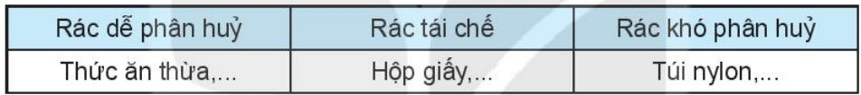 Trang và Hùng đã quan sát và ghi lại một số loại rác thải