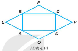 Quan sát Hình 4.14 và kiểm tra xem tứ giác EFPQ có là hình bình hành không