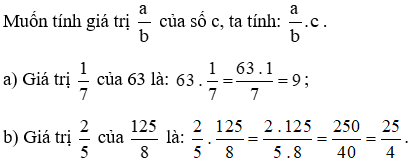 Tính: a) 1/7 của 63