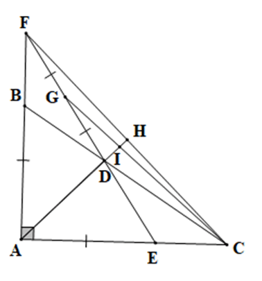Cho tam giác ABC vuông tại A có AB < AC. Vẽ AD là tia phân giác của góc BAC 