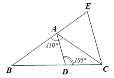 Cho tam giác ABC có góc A = 110 độ và góc B = góc C. Trên cạnh BC lấy điểm D sao cho góc ADC = 105 độ