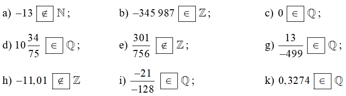 Chọn kí hiệu ∈, ∉ thích hợp cho ?