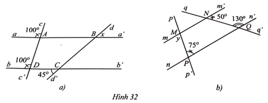 Tìm số đo x, y trong Hình 32