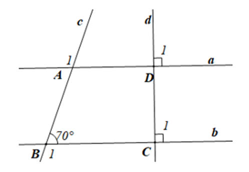 Quan sát Hình 42. Tổng số đo hai góc A1 và B1 là