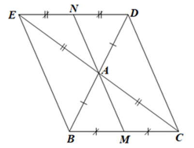 Cho tam giác ABC. Trên tia đối của tia AB, AC lần lượt lấy các điểm D và E