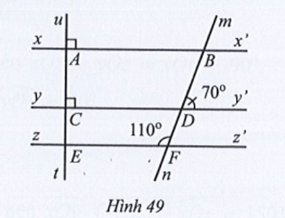 Quan sát Hình 49. Chứng tỏ: yy’ // zz’