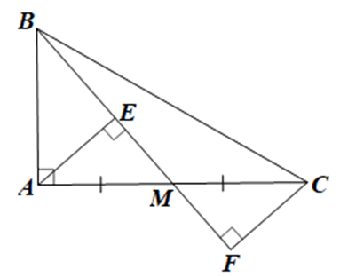 Cho tam giác ABC vuông tại A, M là trung điểm của AC. Vẽ E là hình chiếu của A trên đường thẳng BM