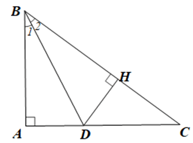 Cho tam giác ABC vuông tại A, tia phân giác của góc B cắt AC ở D