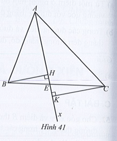 Cho tam giác ABC có góc B và góc C nhọn. H và K lần lượt là hình chiếu của B và C trên Ax