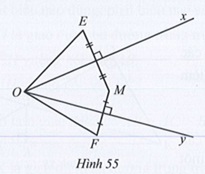 Cho góc nhọn xOy và điểm M nằm trong góc xOy. Gọi E, F là hai điểm nằm ngoài góc xOy