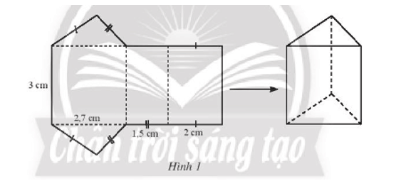 Tạo lập hình lăng trụ đứng tam giác có các cạnh đáy là 2,7 cm, 1,5 cm, 2 cm và chiều cao 3 cm