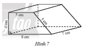 Tạo lập hình lăng trục đứng tứ giác có các số đo như Hình 7. Cho biết chiều cao của hình lăng trụ