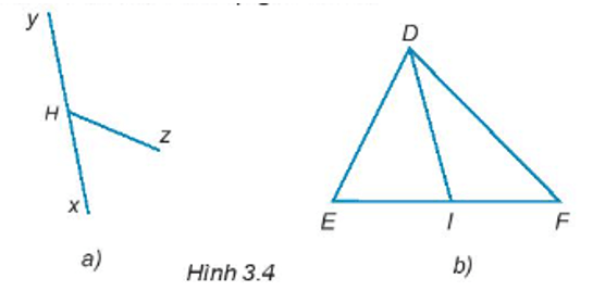 Cho Hình 3.4, kể tên các cặp góc kề bù