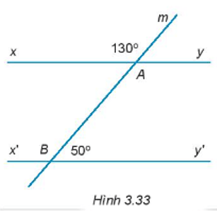 Cho Hình 3.33. Hãy chứng minh xy // x’y’