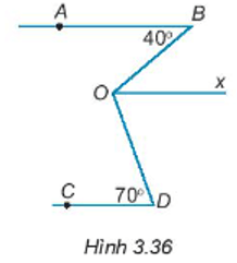 Cho Hình 3.36. Bên trong góc BOD vẽ tia Ox song song với AB