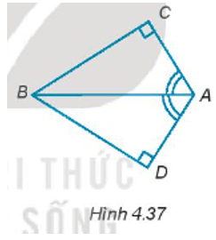 Cho bốn điểm A, B, C, D như Hình 4.37. Biết rằng ∠DAB = ∠CAB, hãy chứng minh CB = DB