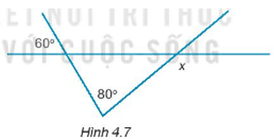 Tìm số đo góc x trong Hình 4.7