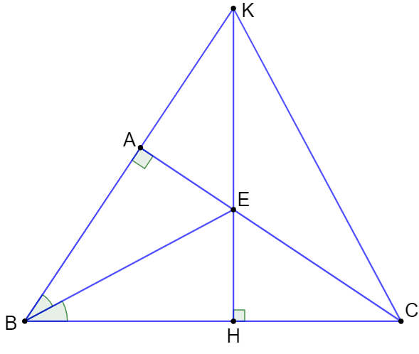 Xét tam giác ABC vuông tại A; đường phân giác góc B cắt cạnh AC tại E