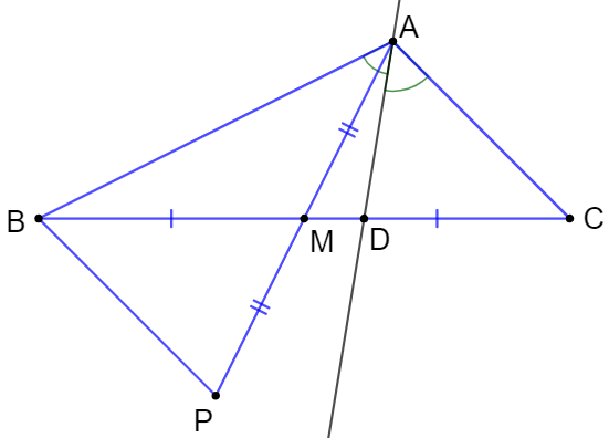 Cho tam giác ABC với AB &gt; AC. Gọi M là trung điểm của cạnh BC