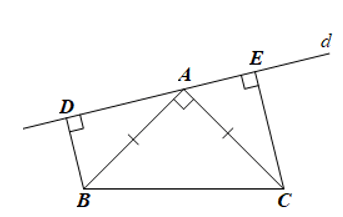 Cho tam giác ABC vuông cân tại A. Qua A kẻ đường thẳng d bất kì sao
