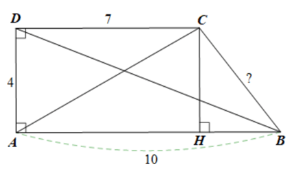 Cho tứ giác ABCD như Hình 12. Tính độ dài hai đường chéo