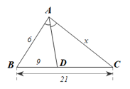 Cho ∆ABC. Tia phân giác góc trong của góc A cắt BC tại D