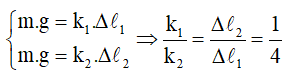 Lần lượt treo vào đầu còn lại của hai lò xo một vật có khối lượng m thì độ (ảnh 2)