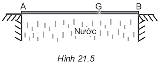 Một tấm ván nặng 150 N được bắc qua một con mương. Biết trọng tâm G của tấm ván