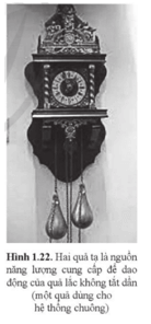 Quả lắc của đồng hồ cổ treo tường có tác dụng vận hành cho đồng hồ chạy đúng giờ (Hình 1.22)